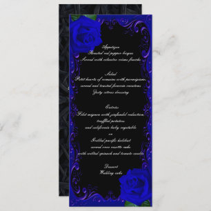 Elégant Goth Blue Rose menu Mariage