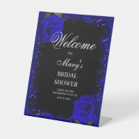 Elegant Goth Blue Roses Bridal Shower welcome