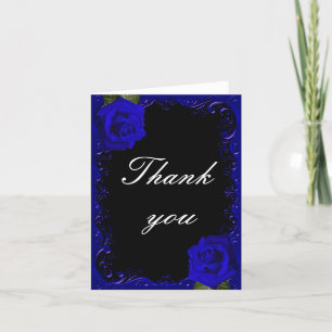 Élégant Goth Blue Roses Cartes de remerciements