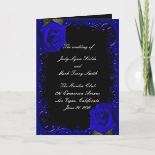 Elegant Goth Blue Roses Wedding Program