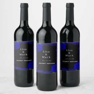 Elegant Goth Blue Roses Wine Labels