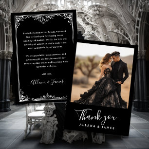 Elegant Goth Glam Monogram Wedding Thank You Card