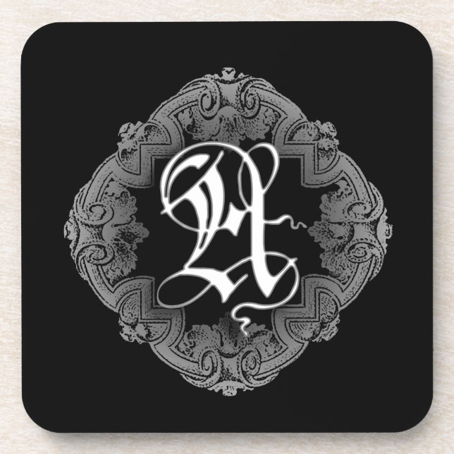Elegant Goth Initial A Coaster (Front)