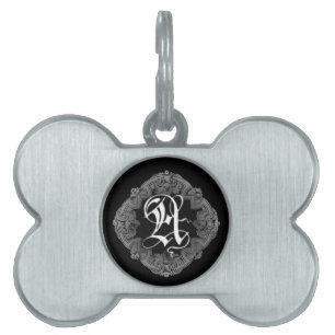 Elegant Goth Initial A Pet Name Tag