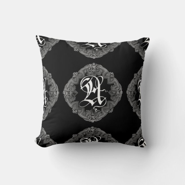 Elegant Goth Initial A Throw Pillow (Front)