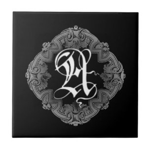 Elegant Goth Initial A Tile