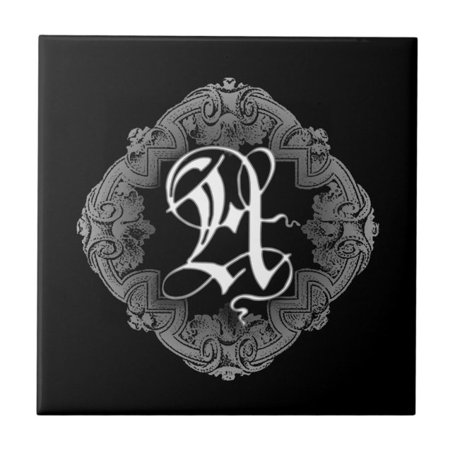 Elegant Goth Initial A Tile (Front)