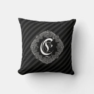 Elegant Goth Initial C Throw Pillow