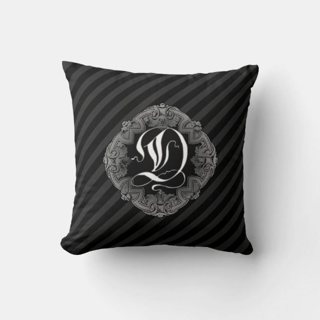 Elegant Goth Initial D Throw Pillow (Front)
