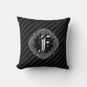 Elegant Goth Initial F Throw Pillow