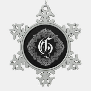 Elegant Goth Initial G Snowflake Ornament