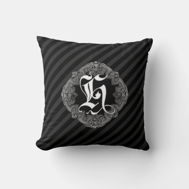Élégant Goth Initial H Jeu Oreiller (Recto)