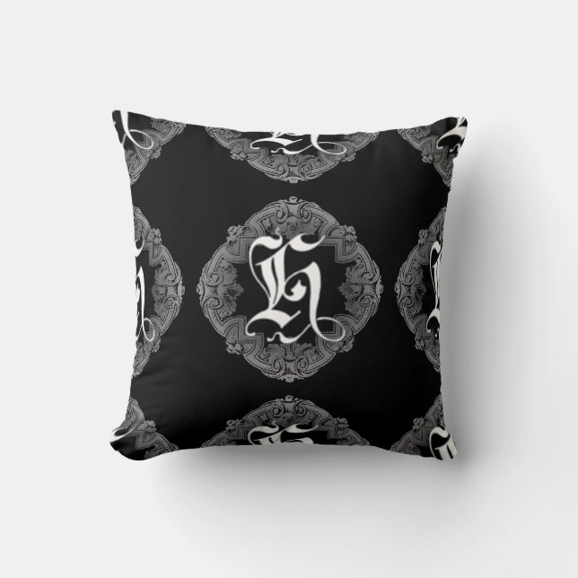 Élégant Goth Initial H Jeu Oreiller (Recto)