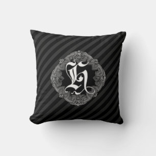 Elegant Goth Initial H Throw Pillow