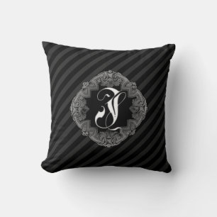Elegant Goth Initial J Throw Pillow