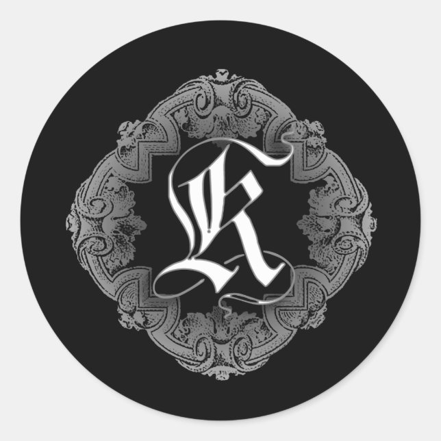 Elegant Goth Initial K Sticker (Front)