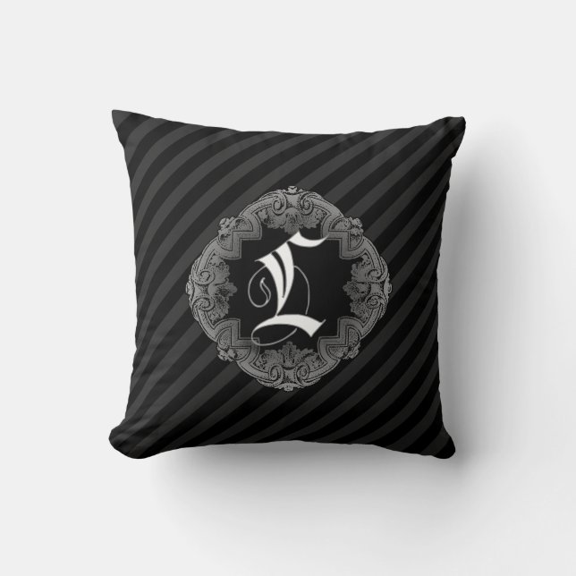 Elegant Goth Initial L Throw Pillow (Front)