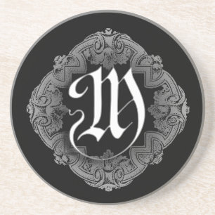 Elegant Goth Initial M Coaster