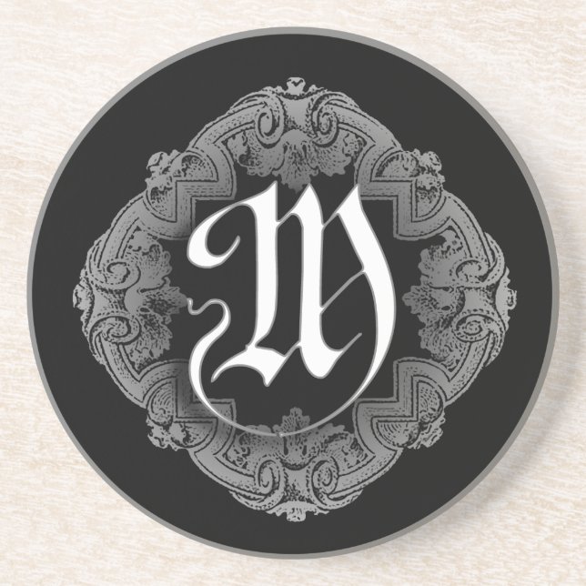 Elegant Goth Initial M Coaster (Front)