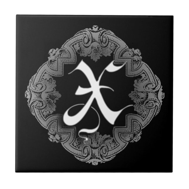 Elegant Goth Initial N Tile (Front)