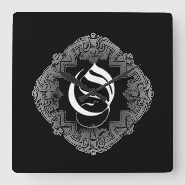 Elegant Goth Initial O Square Wall Clock (Front)