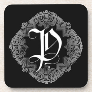 Elegant Goth Initial P Coaster