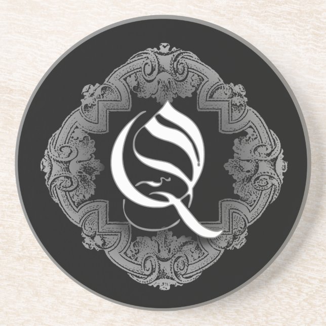 Elegant Goth Initial Q Coaster (Front)
