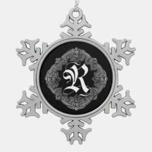 Élégant Goth Initial R Snowflake Ornement