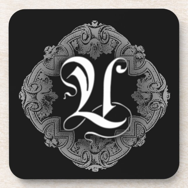 Elegant Goth Initial U Coaster (Front)