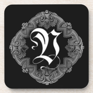 Elegant Goth Initial V Coaster
