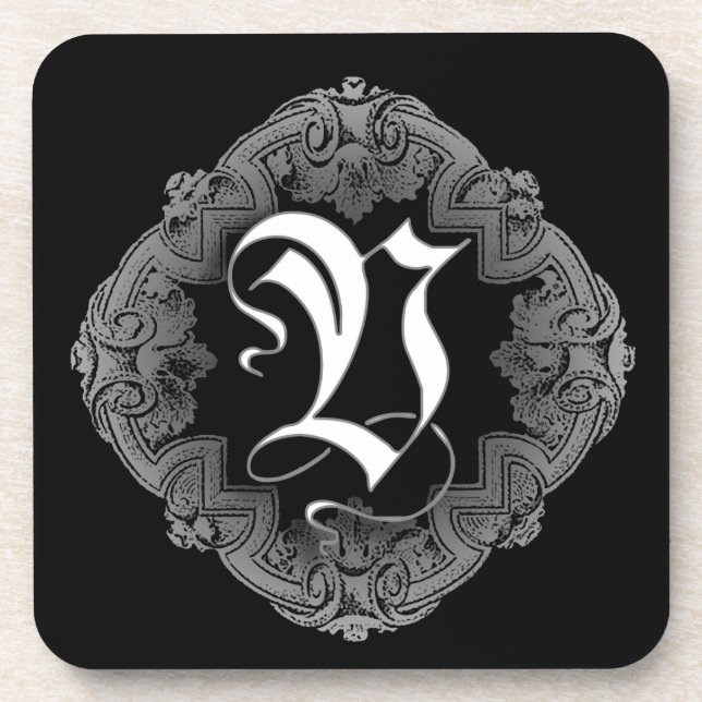 Elegant Goth Initial V Coaster (Front)