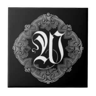 Elegant Goth Initial W Tile