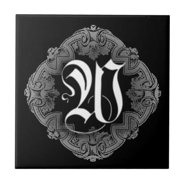Elegant Goth Initial W Tile (Front)