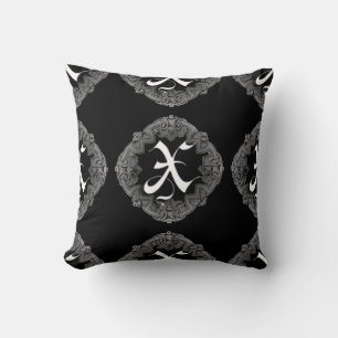 Elegant Goth Initial X Throw Pillow