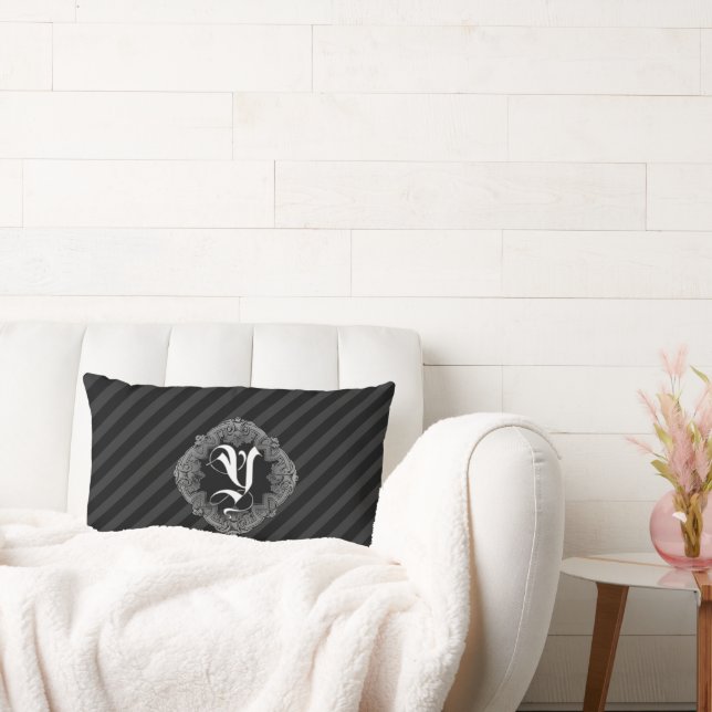 Elegant Goth Initial Y Lumbar Pillow (Couch)