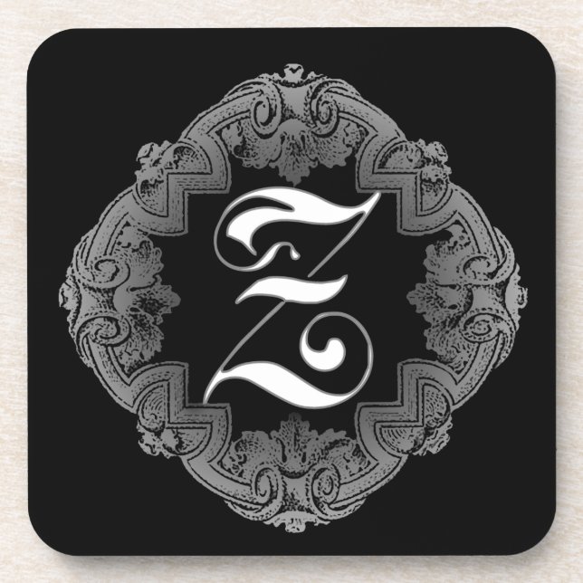Elegant Goth Initial Z Coaster (Front)