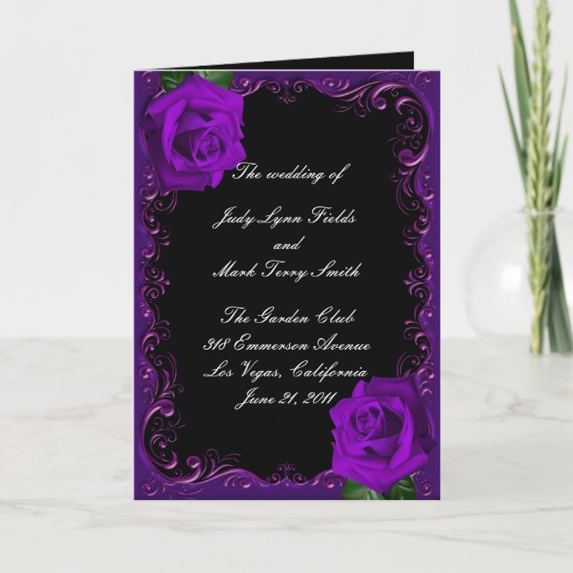 Élégant Goth Purple Roses carte du programme de ma (Devant)