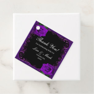 Elegant Goth Purple Roses Favour Tags