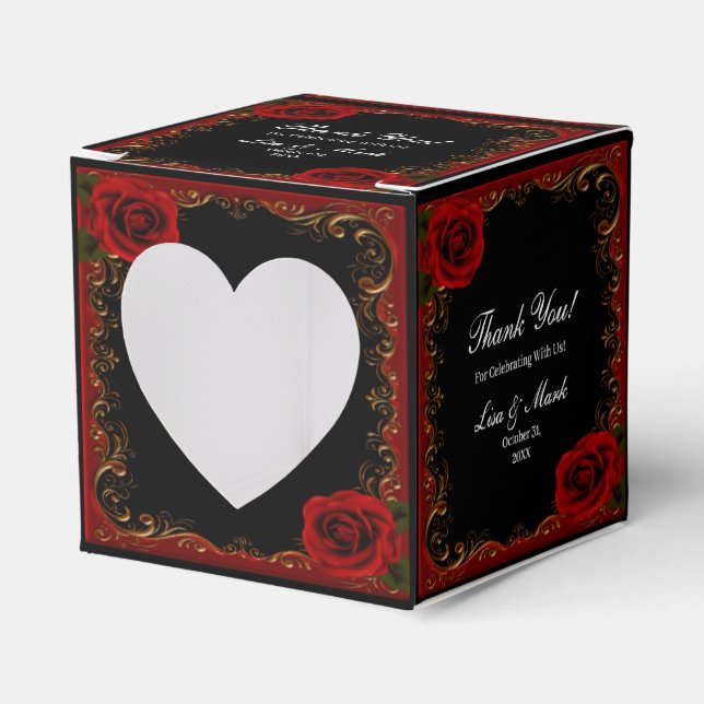 Elegant Goth Red Roses Favor Box (Front Side)