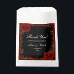 Elegant Goth Red Roses Favour Bag<br><div class="desc">These personalized favour paper bags are the perfect finishing touch for your wedding or party favours! Bags are the perfect size for candy, cookies, popcorn, candles, soap, rice or confetti for guests to throw, or small gifts. Use at your wedding candy buffet, engagement party or rehearsal dinner or leave treats...</div>