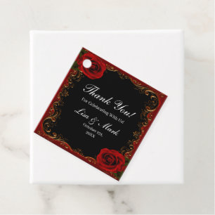 Elegant Goth Red Roses Favour Tags
