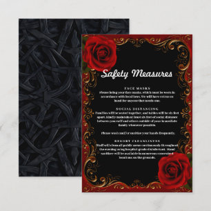 Elegant Goth Red Roses Safety Measures Enclosure Card