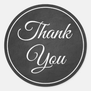Elegant Goth Vintage Chalkboard Black Thank You  Classic Round Sticker
