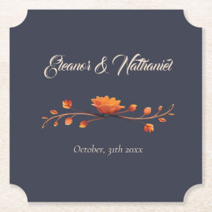 Elegant Gothic 3D Floral Minimalist Wedding  Paper Coaster