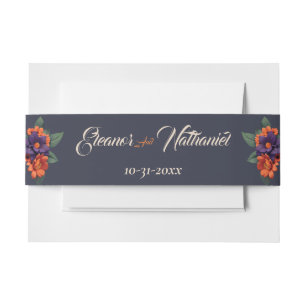 Elegant Gothic 3D Floral Skull  Invitation Belly Band