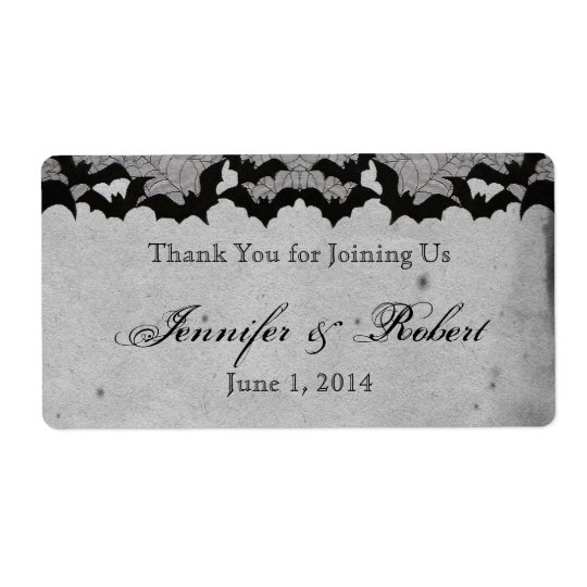 Elegant Gothic Bat Lace Posh Water Bottle Label Shipping Label