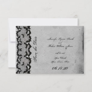Elegant Gothic Bat Lace Posh Wedding Save the Date