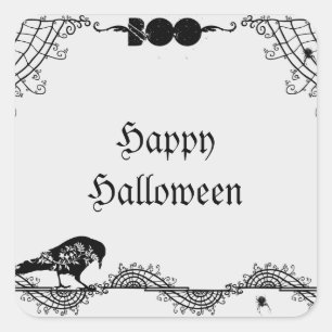 Elegant Gothic Black and White Halloween Sticker