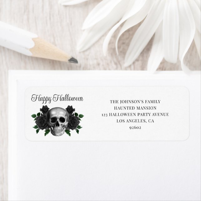Elegant Gothic Black Floral Skull Halloween (Insitu)