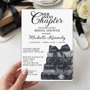 Elegant Gothic Book Themed Bridal Shower Invitation